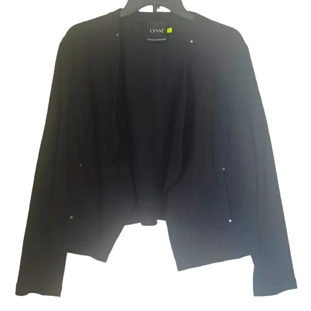 Lysse Women’s Black Open Drape Front Cardigan Fall Short Jacket size XL